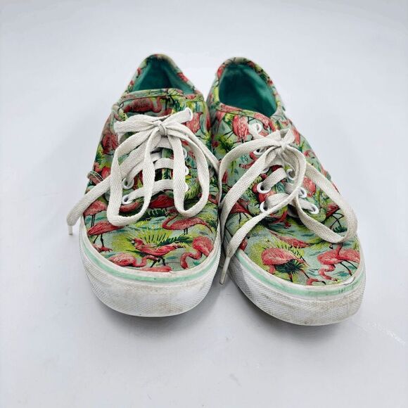 Vans Off the Wall Pink Flamingo & Palm Trees Skate Shoes Men Sz 8 Floral Aloha - Picture 2 of 7